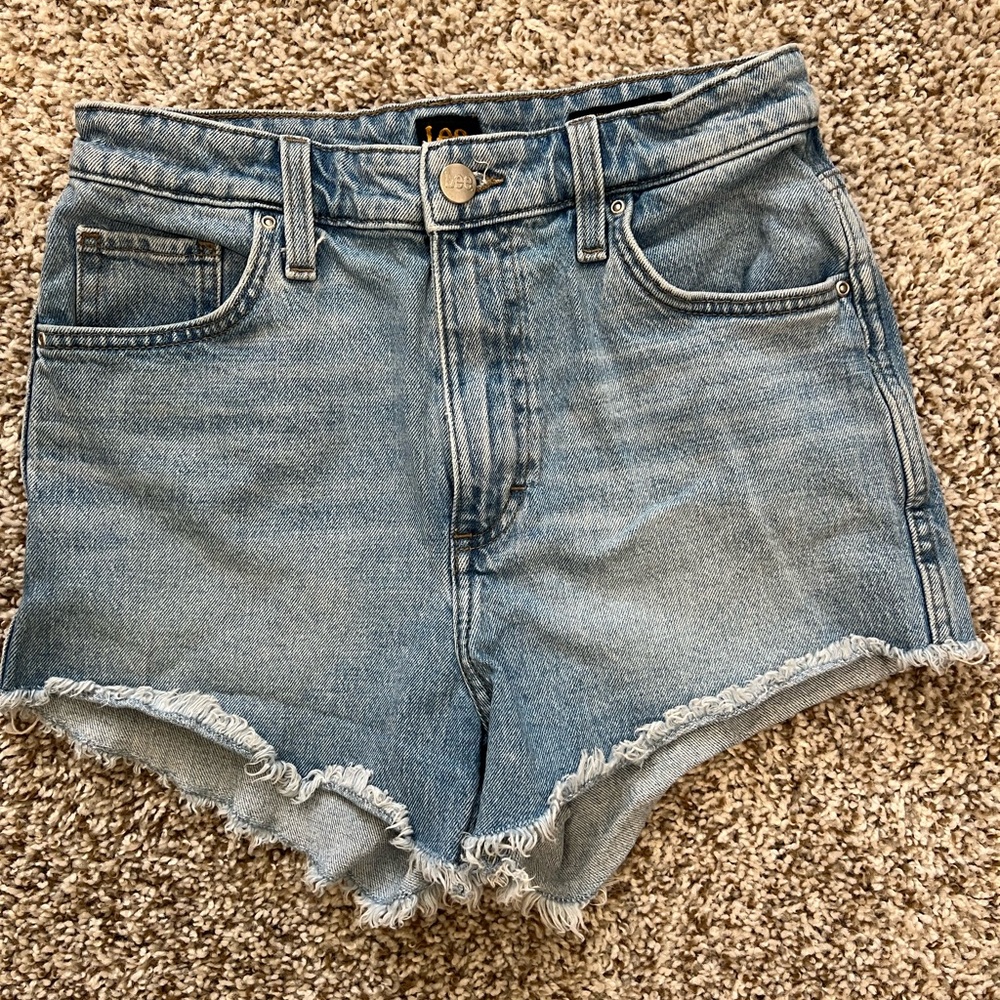 Lee Blue Jean Shorts Vintage-Inspired High-Waisted